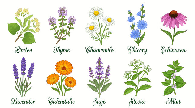 Botanical Vector Set Showcases Ten Medicinal Plants for Natural Remedies