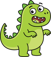 Fototapeta premium Happy Green Cartoon Dinosaur