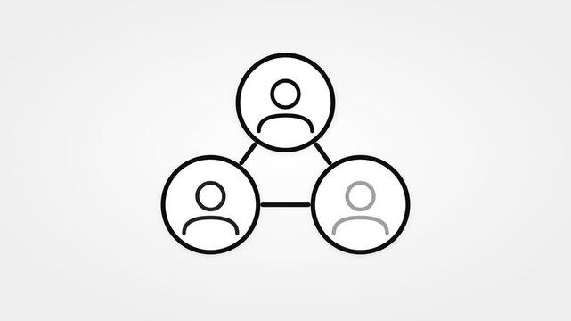 Abstract line icon representing a networked group of people, symbolizing team collaboration, business connections, and professional relationships within a community concept