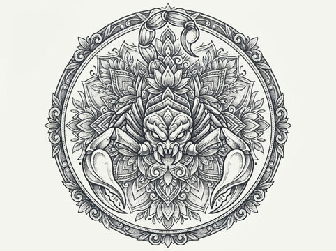 alevidhanu creates Scorpion face floral mandala vector artwork designs