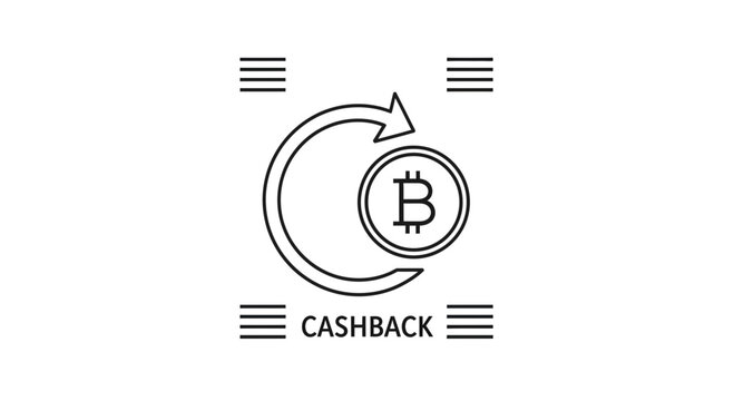Bitcoin Cashback Icon: Cryptocurrency Refund and Digital Currency Reward Concept