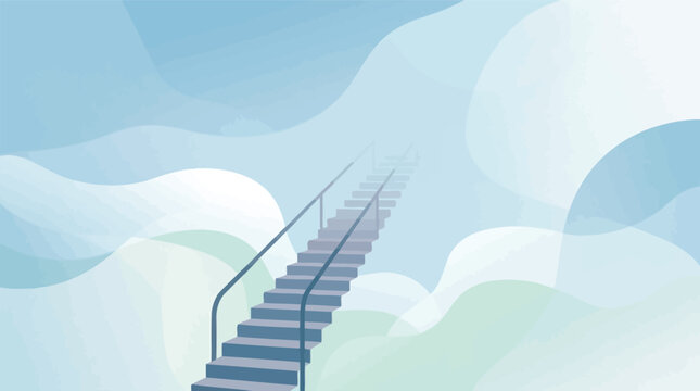 Stairway to heaven ascending through ethereal clouds and mist.