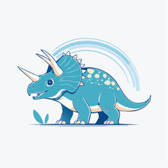 Naklejka premium Cute Blue Triceratops Dinosaur Illustration