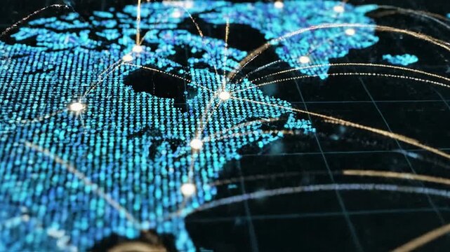 Digital World Map Network Connections Animation Global Data