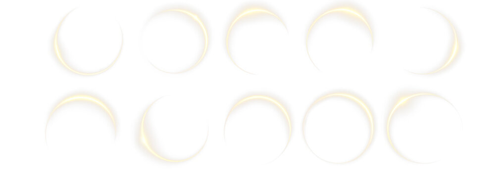 Yellow gold circle glowing ring light flare abstract luxury energy frame background design effect.