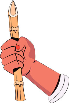 Hand Holding Bambu Runcing For Hari Pahlawan Day Illustration 