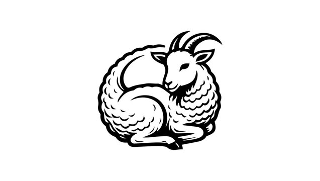 Lamb Vector Image, Cute Sheep Lamb vectors, Cartoon lamb jumping cheerfully in black and white outline. A cheerful cartoon lamb jumps playfully, lamb outline, Innocent lamb vector images & illustratio