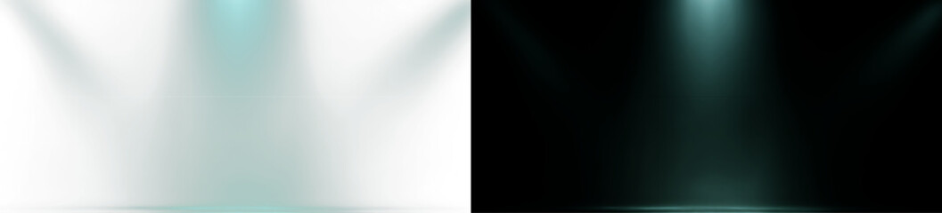 Obraz premium Glowing Green Spotlight Beams with Soft Light Rays and LED Stage Illumination for Music Concert Background