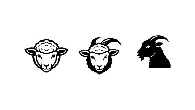 Mountain goat Vectors, Dramatic ram head in black and white with curly horns, Zodiac Aries (Ram) vector for logo or icon, Ram Tribal Tattoo Pro Vector, Ram Tribal Art Design Majestic Bighorn Sheep Ico