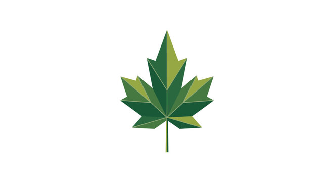Geometric Green Maple Leaf Symbol.