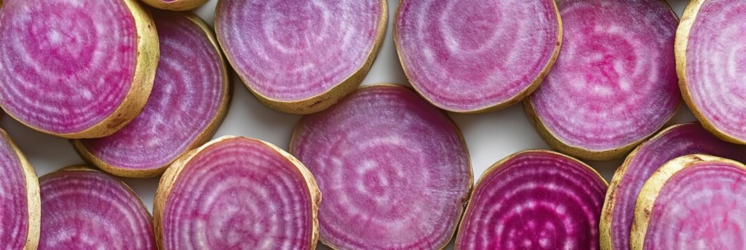 Vibrant Magenta Round Beets Create a Stunning Visual Display with Abstractly Beautiful Cut Slices