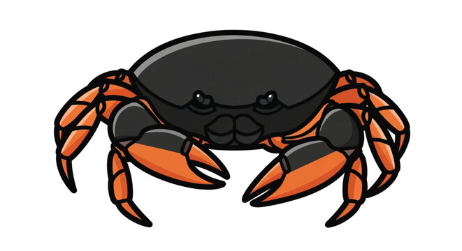 Cartoon orange and black crab.