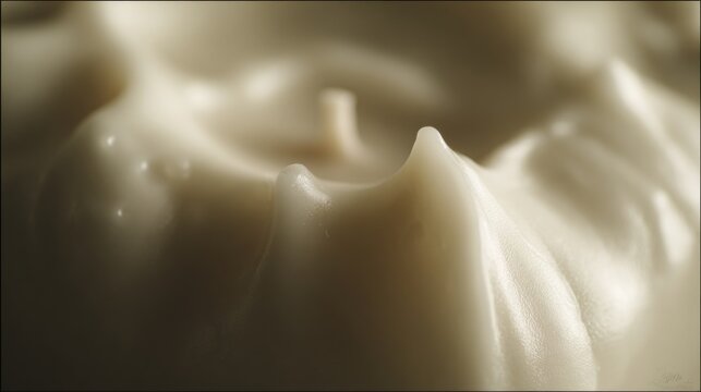 Close-up of soft matte wax deforming under pressure Abstract study of tactile material surface and texture, exploring density, depth and tangible physical embodiment.