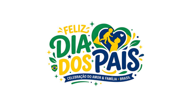Brazilian flag heart design for dia dos pais