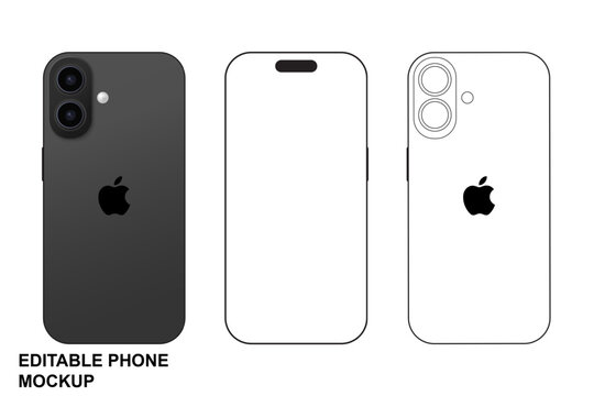 Realistic Smartphone Mockup icon with blank screen. iphone 17 series and pro max smartphone mockup. white gray, orange, smartphone device blank screen mockup template phone layout. vector illustration