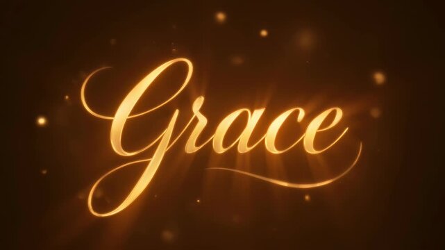 Grace Title Text With Golden Glowing Particle Effects Background