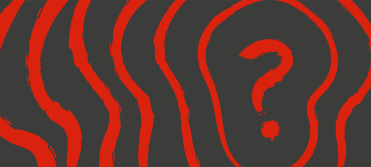 Dramatic red question mark framed by intense ripple strokes on black. High-contrast, edgy vector perfect for striking visual storytelling and dark-themed layouts. © MareArt