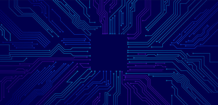 Circuit board, circuit lines and dots connected to square frame, electronic engineering technology vector background