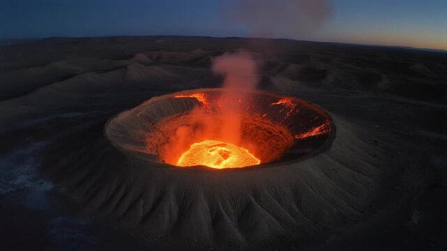 Eternal Flare: Aerial Midnight Orbit of the Darvaza Gas Crater