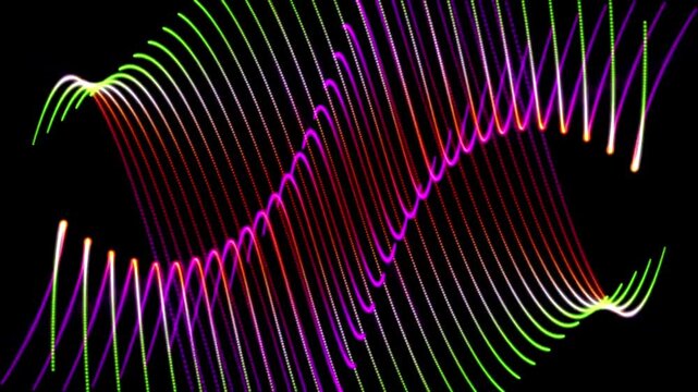 Multicolored particle orbits spiraling in a complex mathematical pattern on a black background.