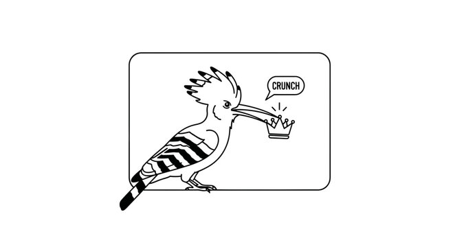 Hoopoe Bird Eating a Crown with Crunch Sound Effect