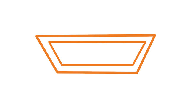 Geometric shape, trapezoid outline, abstract design, orange lines on white background