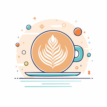 Latte Art Coffee Cup Illustration