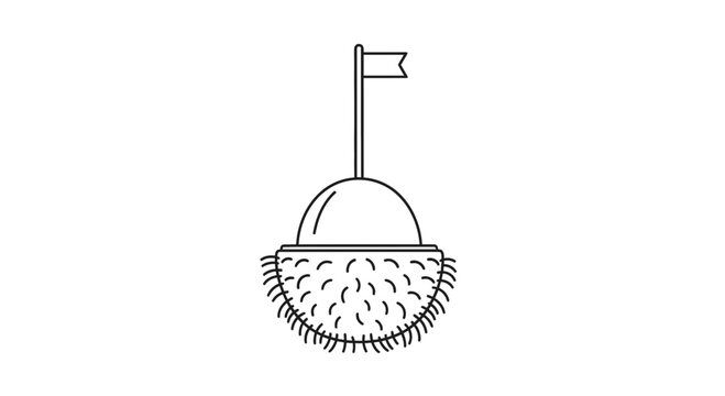 Stylized illustration of a puffball mushroom with a flag on top, isolated on white background