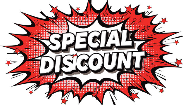 Pop art comic book style discount offer graphic with red starburst