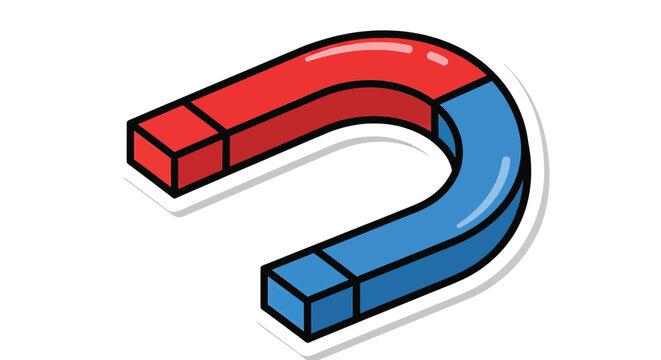 Colorful Cartoon Horseshoe Magnet Icon.