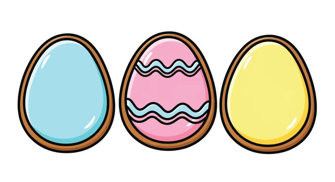 Colorful Easter eggs in row.