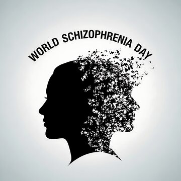 World Schizophrenia Day abstract black silhouette with fragmented mind concept