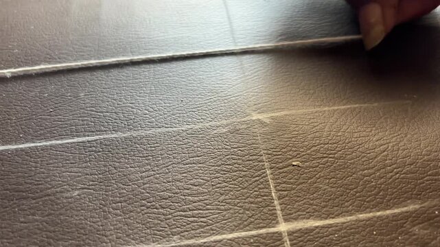 Fabric Marked with White Chalk Lines for Sewing Preparation