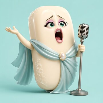 Glamorous Soap Bar Singing on Stage with a Vintage Microphone