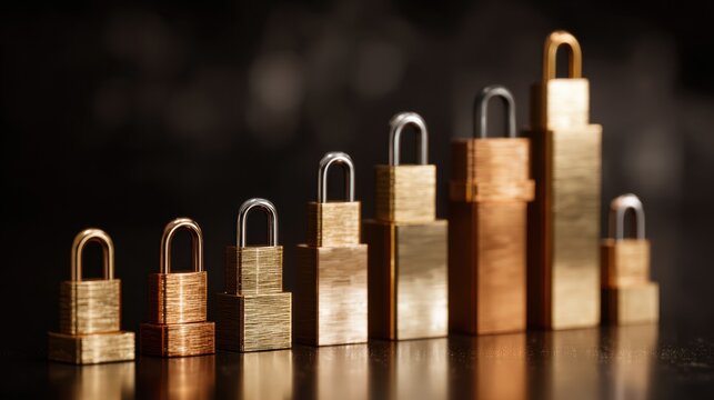 Secure your data with these robust locks! This image features a lineup of various sized padlocks