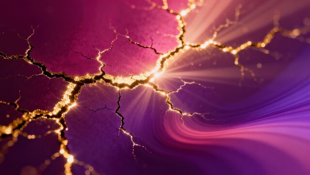 Abstract crack pattern with glowing light