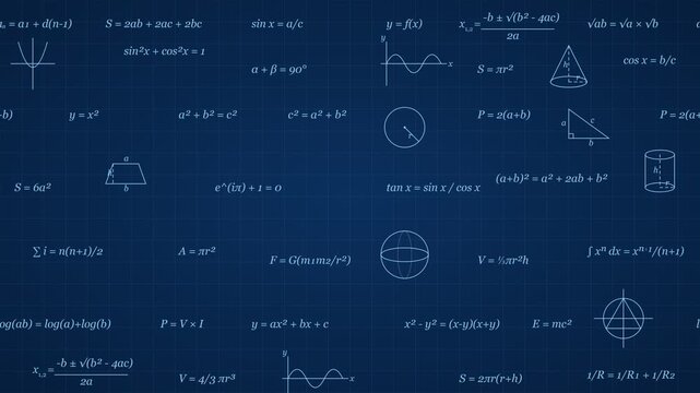 Math Blueprint Blue Equations Geometry Education Loop