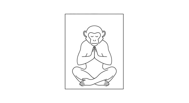 Meditating Monkey in Lotus Pose: Zen, Mindfulness, Yoga, Animal Spirit
