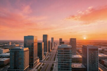 Obraz premium City skyline at sunset