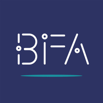 BFA letter initials white colored with blue blackground and modern font