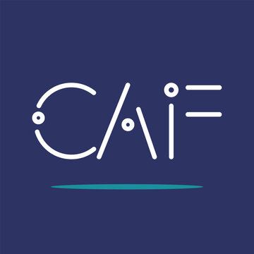 CAF letter initials white colored with blue blackground and modern font