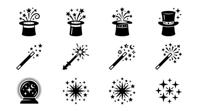 Set of Magic and Wizardry Vector Icons.