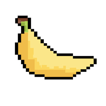 pixel banana fruit retro 8-bit video game art vector graphic design
