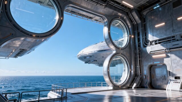 Futuristic space station exterior