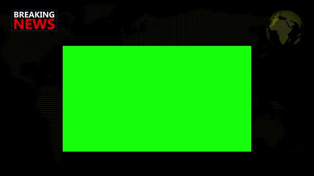 Breaking news intro template with green screen placeholder for broadcast video journalism.