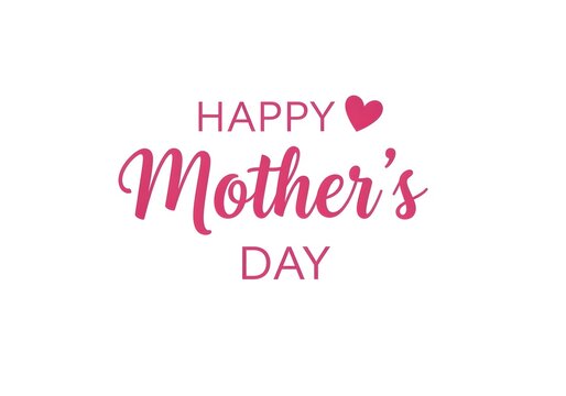 Happy mothers day pink text heart mother's day message
