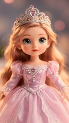 Fototapeta premium Cute Girl Doll Close Up with Colorful Toy Fashion Details