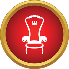 Fototapeta premium Royal throne chair icon in a red circle representing power and authority