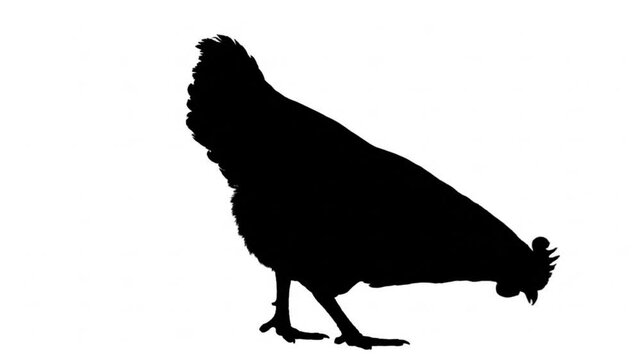 silhouette vector of a chicken pecking the ground video