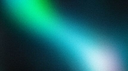 Obraz premium Abstract grainy gradient background with diagonal light beam in vibrant green, cyan, and blue colors